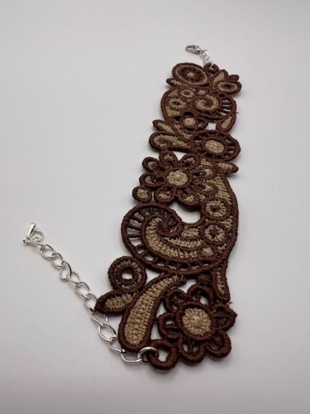 Homemade Brown & Tan Lace Bracelet - Picture 4 of 5
